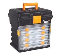 Perel Tools Caja de herramientas om14h – polipropileno, 5 piezas, portátil, negro/amarillo