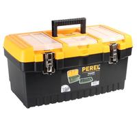 Perel Caja de herramientas 31,4 L con bandeja extraíble, 3 organizadores y cierres metálicos