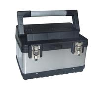 Perel caja de herramientas de acero inoxidable con bandeja extraíble,