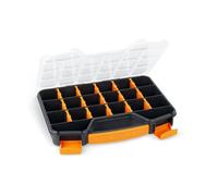 Perel Tools Caja de surtido de plástico – hasta 20 compartimentos, 16 separadores, tapa transparente