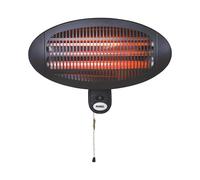 Perel Tools Calefactor de terraza 2000W cuarzo IP34 resistente al agua montaje mural 3 niveles