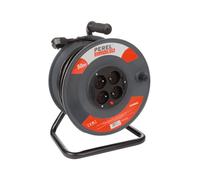 Perel carrete de cable, uso interior, 4 enchufes con tierra francesa,