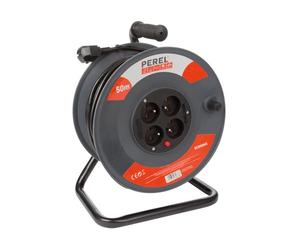 Perel carrete de cable, uso interior, 4 enchufes con tierra francesa,