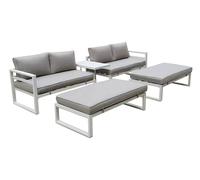 Perel conjunto de jardín aluminio gris, mueble exterior 8 personas co