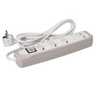 Perel eb3cgusb base múltiple 1 m 3 salidas ac interior gris, blanco