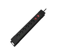 Perel EBP06N1 regleta 6 Tomas Tipo E 1.5m 3500W con Interruptor y protección contra sobretensiones
