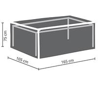 Perel Funda protectora para mesa de jardín 165 x 105 x 75 cm, resistente al agua y a los UV, funda rectangular resistente contra lluvia y suciedad, material transpirable, adecuada para mesas hasta 160
