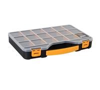 Perel Organizador 420 X 305 X 61 Mm - 18 + 2 Compartimentos - Bandejas Regulables - Tapa Fija - Apilable - Color Amarillo - Negro - Peso 764 G - Polipropileno