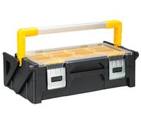 Perel organizador de herramientas 15,2 L con 18 compartimentos y 2 niveles, maletín de herramientas con asa de aluminio y cierres metálicos, organizador para tornillos y piezas pequeñas, 45,5 x 24 x