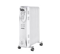Perel Radiador de aceite de 2000W con 9 elementos, 3 niveles de calor, termostato ajustable, asa, ruedas, protección contra sobrecalentamiento y vuelco, calefactor portátil, silencioso y eficiente