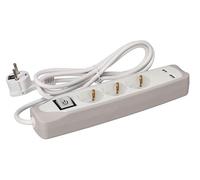 Perel regleta con interruptor, 3 enchufes schuko (tipo f) con protecci