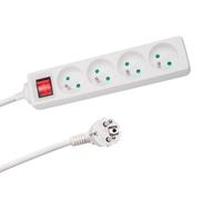 Perel Regleta con Interruptor, 4 enchufes Tipo E con protección Infantil, Cable H05VV-F 3G1.5 de 1,5 m, 3680 W, alargador Interior de bajo Consumo, Blanco, IP20, 16 A, 230 V