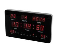 Perel reloj de pared digital negro, gran pantalla led 37.5x25.5cm, led