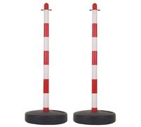 Perel Set de postes PVC 2 piezas rojo blanco 90 cm base rellenable con arena o agua conectables para eventos aparcamientos hostelería y espacios públicos