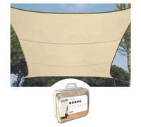 Perel Toldo Vela 3.6 x 3.6 m, Cuadrado para Jardin y terraza, Poliester Repelente al Agua 160 g/m2, Proteccion UV 90%, Transpirable, Crema
