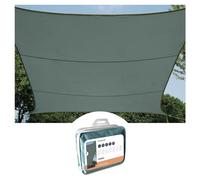 Perel Toldo Vela 5 x 5 m, Cuadrado para Jardin y terraza, Poliester Repelente al Agua 160 g/m2, Proteccion UV 90%, Transpirable con Anillas de Acero Inoxidable, Verde Gris