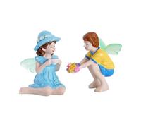 Perfeclan Figurita de Dibujo Niño y Niña Estatua Miniatura Adorno Resina con Colores Suaves Que Aportan Calidez y Dinamismo Adecuada para Escritorio Estantes Macetas Jardines en Miniatura