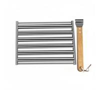perfeclan Parrilla para Soporte Grill Rejilla Asador con Mango Desmontable de Madera y Bastidor de Acero Inoxidable para Contacto Homogéneo con el Adecuada para Jardín Reuniones Casuales, Grande