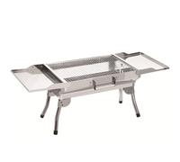 perfeclan Parrilla Portátil de Carbón para Barbacoa Exterior Rejilla Central Eficiente Estructura de Hierro Plegable con Bandejas y Asa Adecuada para, Plateado, 82 30 35 Cm