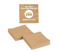 Perfectware Servilletas de bebidas doradas de 2 capas, paquete de 250 unidades