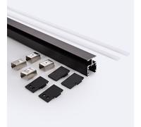 Perfil Aluminio Superficie Doble Cara 2m Negro para Tiras LED hasta 10 mm