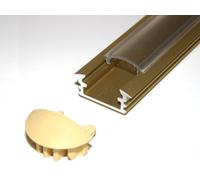 Perfil de aluminio para tiras de LED/cintas LED; P1, empotrado, acabado dorado anodizado, cubierta de ópalo, juego con dos tapas finales; longitud: 1 m/100 cm/1000 mm