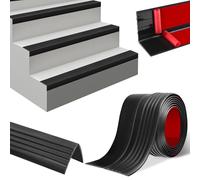 Perfil de Borde de Escalera Autoadhesivo en Forma de L 3m Protectores antideslizantes para bordes de escaleras Interiores y Exteriores (50×25mm, Negro)