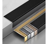 Perfil De Borde De Escalera Tira, Fácil De Instalar, Perfil De Aluminio Para Escaleras, para Escaleras Para Escalones Madera Metal Baldosas, Perfil De Antideslizante Borde Escalonado(Negro,50*30mm)