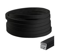 Perfil de silicona LED negro de 5 m, tira LED flexible difusora de canal 12×12 mm para paneles acústicos con tapas terminales y clips de montaje, cubierta de tira LED impermeable para luz neón