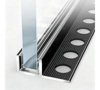 Perfil en U de Aluminio Canaleta para Mampara de Ducha con Acabado Mate, Perfil de Remate de Borde de Vidrio Negro para Mampara de panel Sin Marco, Aluminio(12mm (1/2in),L1.5m(4.9ft))