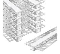 Perfil LED de Aluminio para Empotrar, Lote de 4 de 1m, con Difusor Lechoso para Tira LED de 12mm, Canal Sin Marco para Techo y Pared(Double-edge-10pack)
