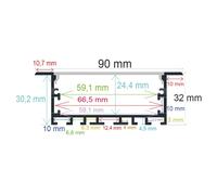 Perfil led para empotrar de 90x32 mm 169032