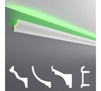 Perfiles de estuco HEXIM LED paquetes de ahorro - Iluminación indirecta con molduras de techo de PU, ligeras y opacas- (10m LED-20) juego de perfiles de estuco