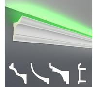 Perfiles de estuco HEXIM LED paquetes de ahorro - Iluminación indirecta con molduras de techo de PU, ligeras y opacas- (30m LED-4) juego de perfiles de estuco