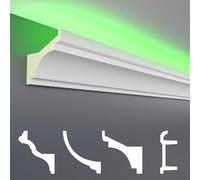 Perfiles de estuco HEXIM LED paquetes de ahorro - Iluminación indirecta con molduras de techo de PU, ligeras y opacas- (10m LED-2) juego de perfiles de estuco