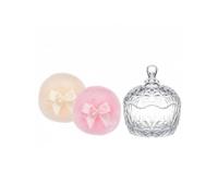 perfk Contenedor Reutilizable para Baño con de Vidrio Esponja Aterciopelada Tapa y Recipiente Versátil para Polvos Adecuado para Tocador y Decoración Clásica, Transparente