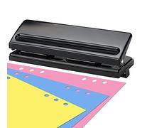 Perforadora de Papel 6 Agujeros, Perforadora de Escritorio Ajustable Perforadora de Escritorio de Mano para A4 A5 A6 A7 B5 con Capacidad para 6 Hojas, Perforadoras de Hojas Sueltas, Negro