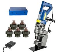 Perforadora hidráulica eléctrica de 1800 W para metal, Incluye 5 matrices | Máquina perforadora metal, Perforadora perfiles acero, Herramienta perforación prensa hidráulica(Channel Steel)