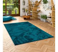Pergamon Lujo Super Suave Alfombra de Pelo Largo Suave y esponjosa Sala de Estar Dormitorio Melia Azul petróleo