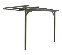 Pérgola Adosada KAI de Madera para Jardín o Terraza 300x240x240 a 270 cm con Postes 7x7 cm - VidaHuerto