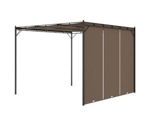 Pérgola amapola techo corredizo + cortina lateral gris taupe 225x300x300 cm 225 cm