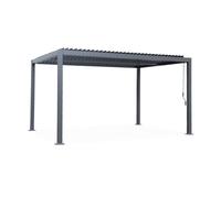 Pérgola bioclimática 3 x 4m de aluminio y acero con lamas orientables antracita