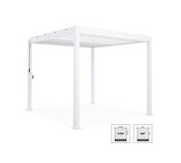 Pérgola bioclimática 3x3m de aluminio con lamas orientables, triomphe 3x3m, blanco, 301x301x250 cm