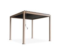 Pérgola bioclimática 3x3m de aluminio con lamas orientables, triomphe 3x3m, madera, 301x301x250 cm