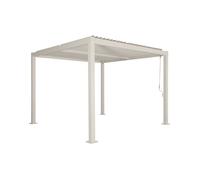 Pérgola bioclimática 3x3m de lamas de aluminio y acero beige - 292x292x231 cm