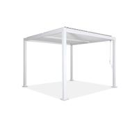 Pérgola bioclimática 3x3m de lamas de aluminio y acero blanco - 292x292x231 cm