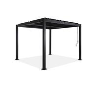 Pérgola bioclimática 3x3m de lamas de aluminio y acero negro - 292x292x231 cm