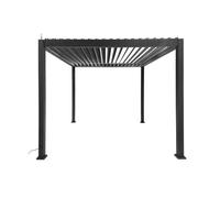 Pérgola bioclimática 3x3m eléctrica de aluminio con iluminación led, triomphe 3x3m led, antracita, 291x301x250 cm