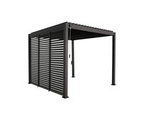 Pérgola bioclimática 3x3m v2 de aluminio con lamas orientables + 3 persianas, triomphe 3x3m + accesorios, antracita, 301x301x250 cm