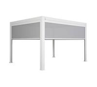 Pérgola bioclimática 3x4m + 2 toldos verticales de 3m y 4m, triomphe 3x4m + accesorios, blanco, 400x300x250 cm